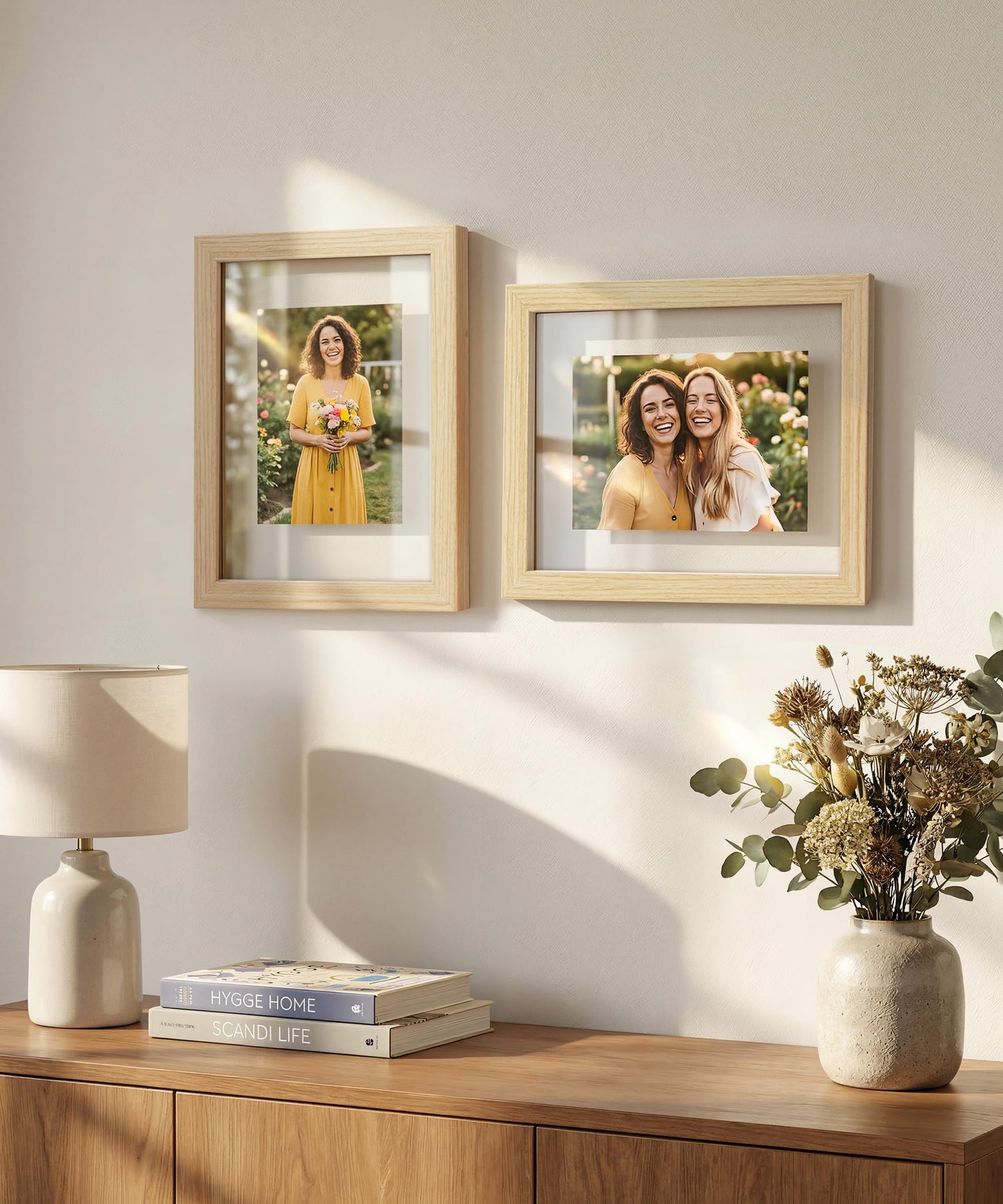 Sonefreiy Floating Picture Frames 8x10 Set of 2, Wooden Photo Frame Double Glass Pressed Flower Frames 5x7 Wall and Tabletop Display Gift for Family Friends Wedding