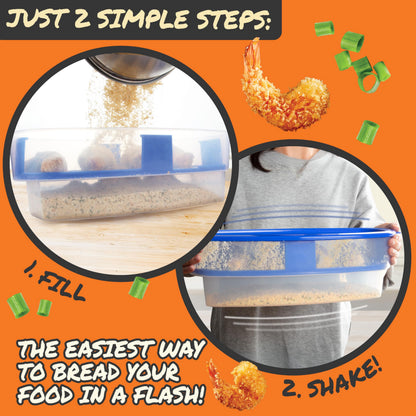 COOK'S CHOICE XL Original Better Breader Batter Bowl- All-in-One Mess Free Breading Station Tool- Great for Parties- Pour in Seasoning, Add Meat, Vegetables or for Fish Fry, & Just Shake- Made in USA