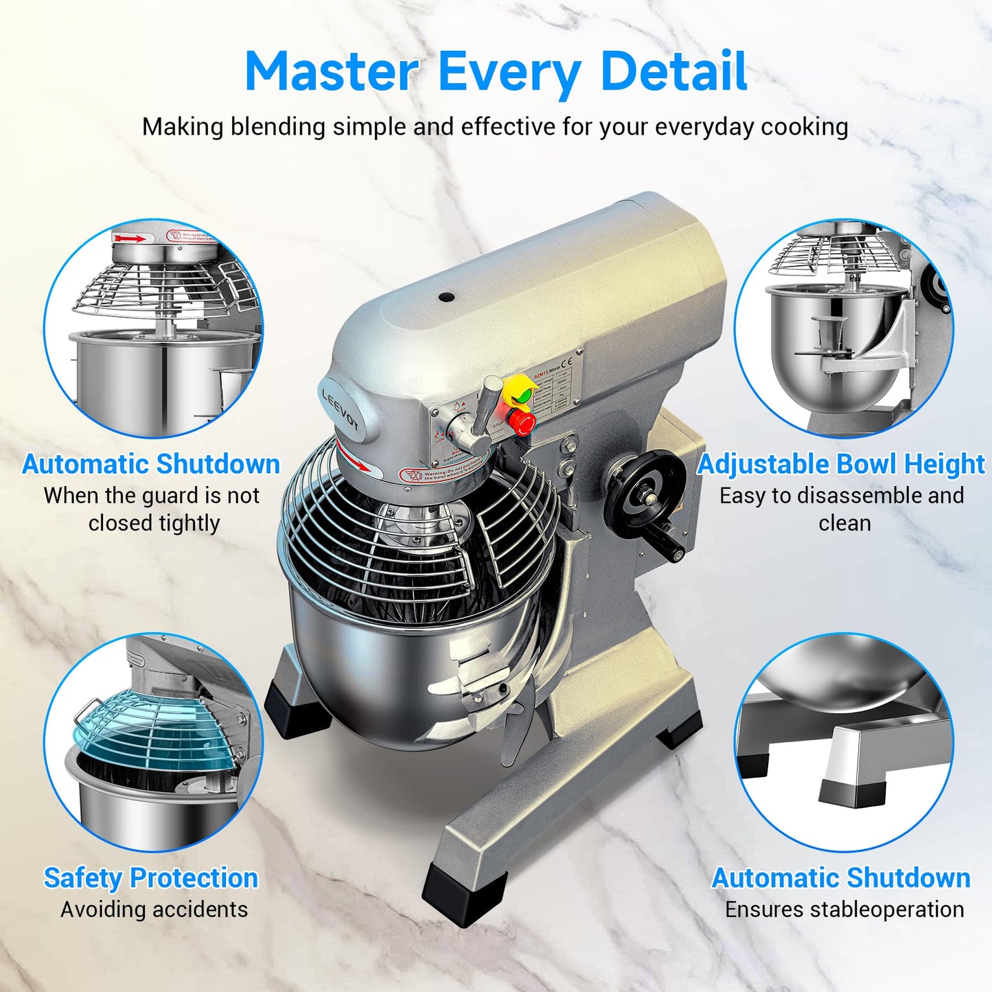 EKway 15Qt Commercial Food Mixer with Timing Function,600W Commercial stand mixer 3-Speed Adjustable,Electric Heavy Duty Dough Mixer with Stainless Steel Bowl for Bakery Pizzeria