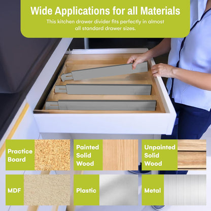 Homemaid Living Bamboo Drawer Dividers, Adjustable and Expandable Kitchen Organizer, Ideal for Silverware (4pk)