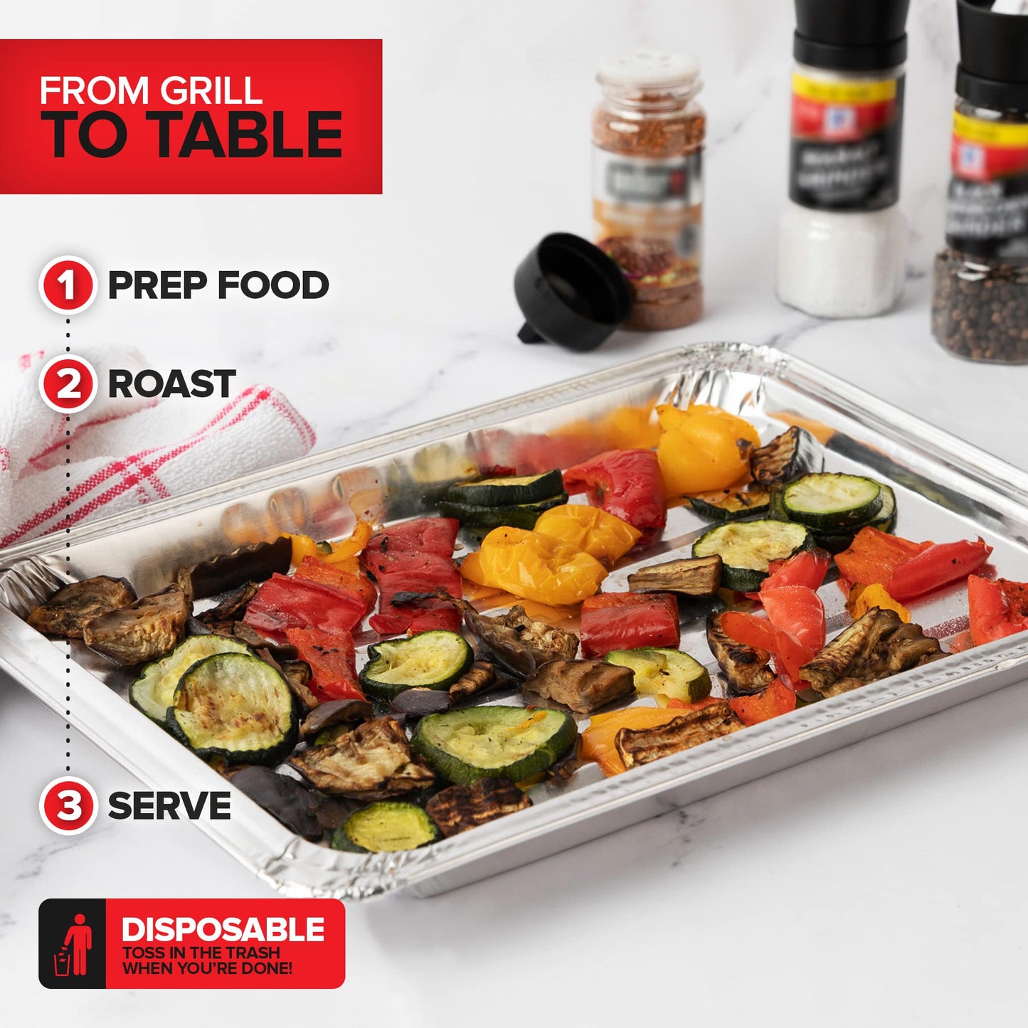 Stock Your Home Disposable Aluminum Foil Broiler Pan for Oven (25 Pack) Sheet Pans for Grilling, Roasting Rack, Trays with Ribbed Surface for BBQ Grill-Like Texture