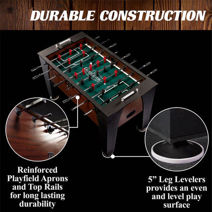 Barrington 58” Richmond Foosball Table Competition Size, Durable and Stylish with Tabletop Sports Soccer Balls, Perfect for Family Game Rooms
