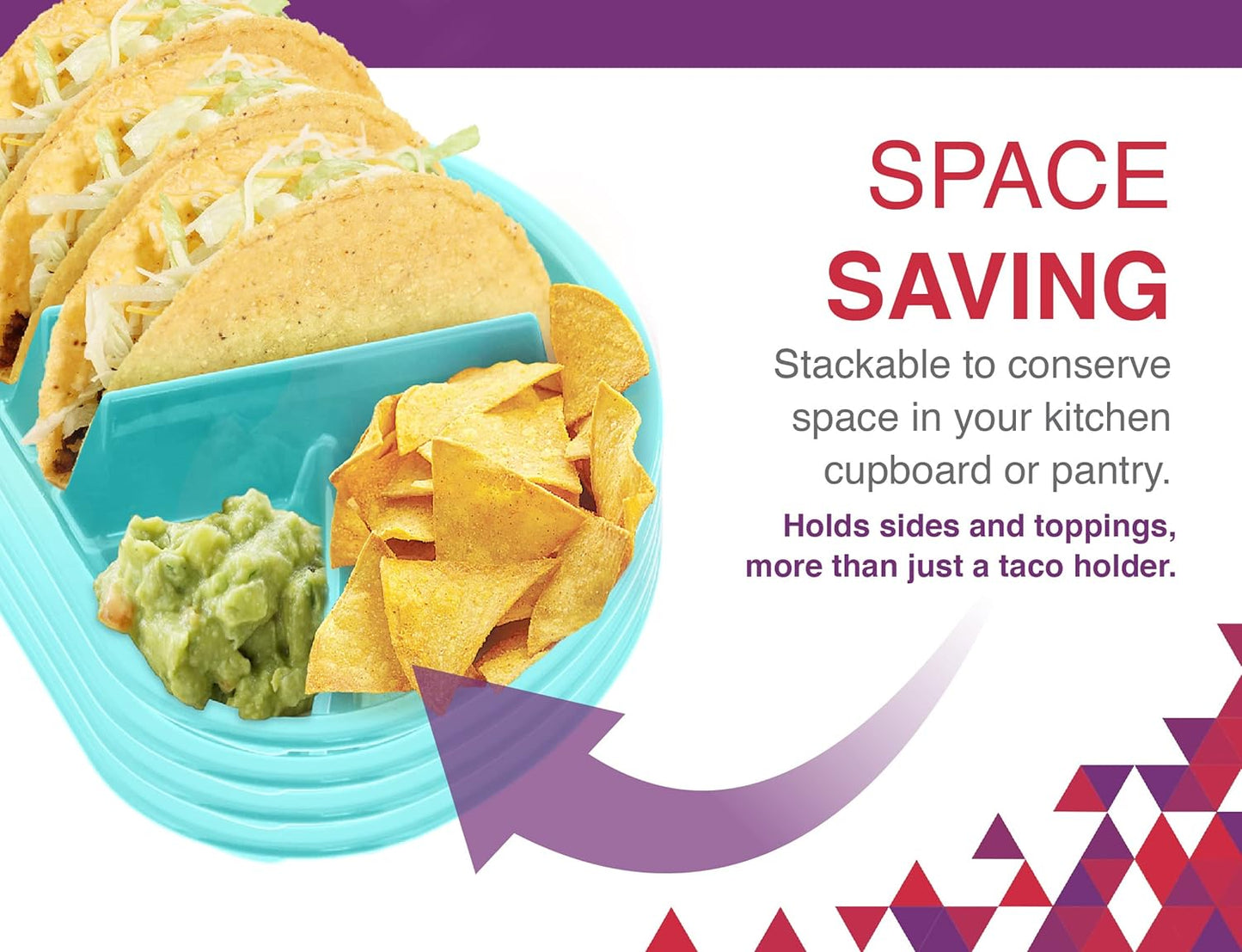 Fiesta Taco Plate - Arrow Home Products 12 Pack, BPA Free Plastic, Includes 3 Taco Holders