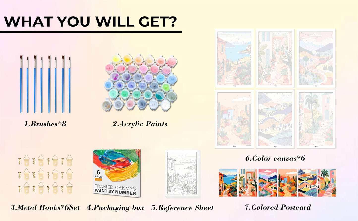 Amaieuin 6 Pack Landscape Paint by Numbers Kit for Adults Beginner, Number Painting for Adults,Easy Adult Paint by Numbers for Home Decor Gift 12x8in