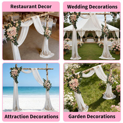 Garvee Arch Flowers with Drapes Kit (Pack of 3) - Includes 2Pcs Artificial Flower Arch Decor & 1Pcs Drapes, for Wedding Ceremony Bouquets Reception Backdrop Decoration, White