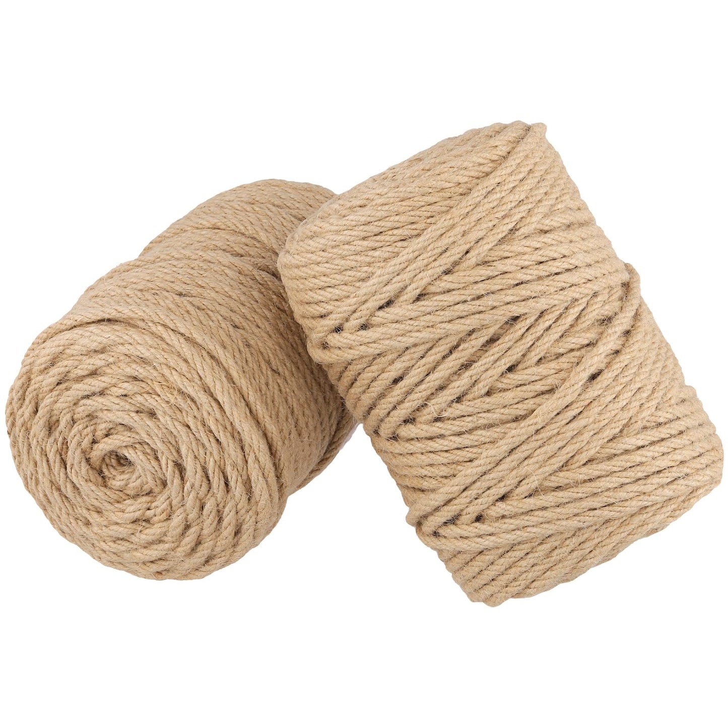 NINGWAAN 2 Rolls Jute Twine String, 1/4 inch Hemp Rope Craft Jute Rope for Crafts, Packing, Home Decorating, 6 mm x 656 Ft
