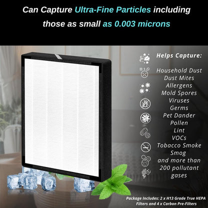 2 Pack - 45i Replacement Filter - for Breathesmart Flex Bh400 and Breathesmart 45i Air Purifier - H13 Grade True Hepa Filter - Part # B4-Fresh - B4-Pure - FL40 - FL40-pure