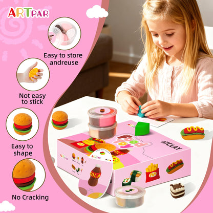 ARTPAR Air Dry Clay Kit for Kids,12 Box Mini Food Modeling Magic Clay Sculpting Set,Safe Non-Sticky,Ultra Light & Soft,Arts & Crafts Fun Playset Kitchen Toys,Home Party Favors for Boys Girls 3+ Years