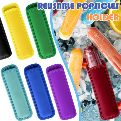 Desing Wish 15 Pack Reusable Popsicles Holders for Kids Anti Frostbite Ice Pop Holder Sleeves Neoprene Freeze Pop Holders (15 Colors)