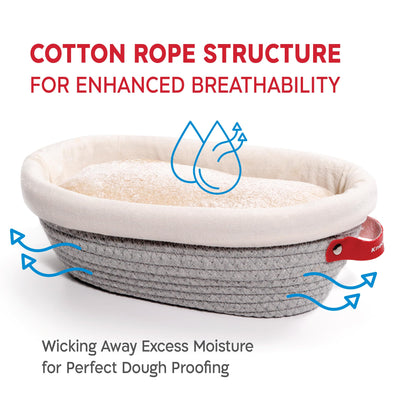 KneadAce Cotton Rope Banneton Bread Proofing Basket Set, Oval & Round Bread Baskets with Liners & Covers for Artisan Bread Baking, Sourdough Bread Baking Supplies