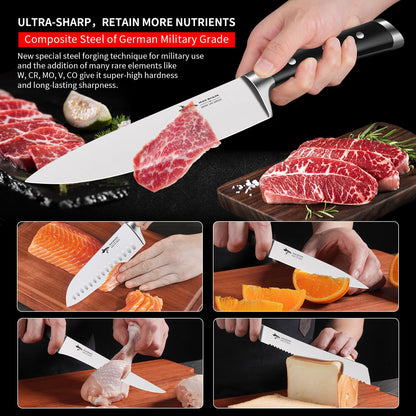 MAD SHARK Kitchen Knife Set 5 Piece,Chef Knife Set with Ergonomic Handle, Professional Ultra Sharp Kitchen Knives for High Carbon Stainless Steel Knives Set, Cooking Knives Sets with Gift Box