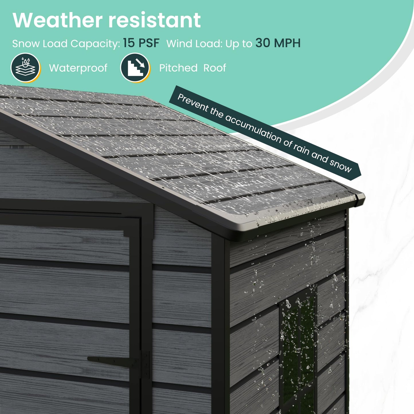 UDPATIO Outdoor Storage Shed 6x4.5 FT, Garden Resin Shed for Bike, Garbage Can, Tools, Outside Plastic Sheds with Floor for Backyard, Patio, Lawn, Dark Grey