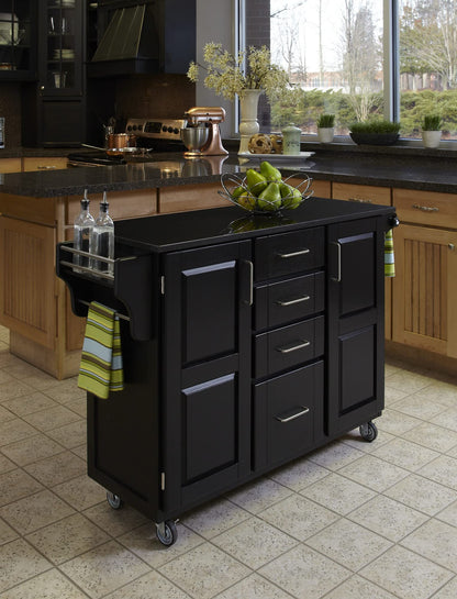Create-a-Cart Black 2 Door Kitchen Cart with Black Granite Top by Home Styles