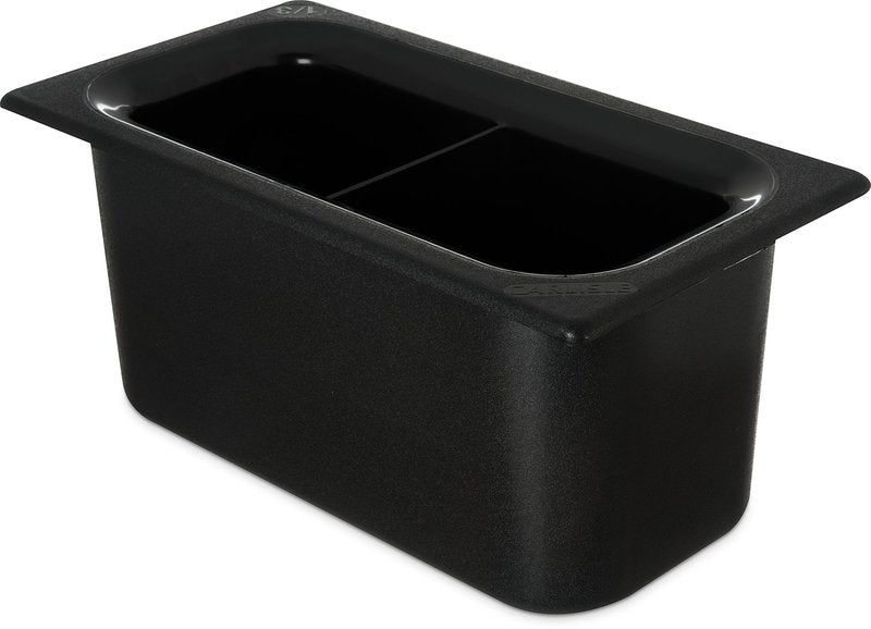 Carlisle FoodService Products CM110303 Coldmaster ABS Third-Size Divided Food Pan, 3.40 qt. Capacity, 12.68" x 6.89" x 6.01", Black