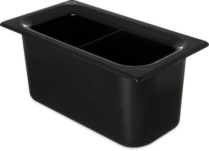 Carlisle FoodService Products CM110303 Coldmaster ABS Third-Size Divided Food Pan, 3.40 qt. Capacity, 12.68" x 6.89" x 6.01", Black