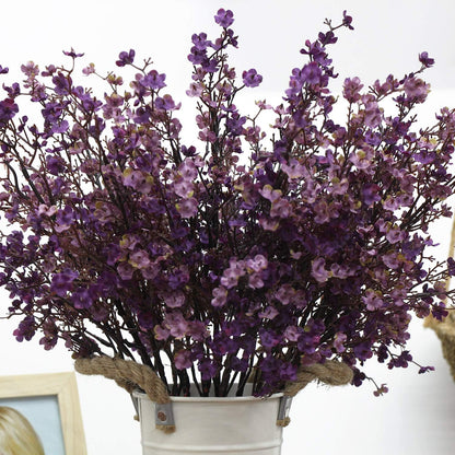 JAKY-Global 6 Bundle Babys Breath Fabric Cloth Artificial Flowers for Wedding Party Decoration (Autumn Purple)
