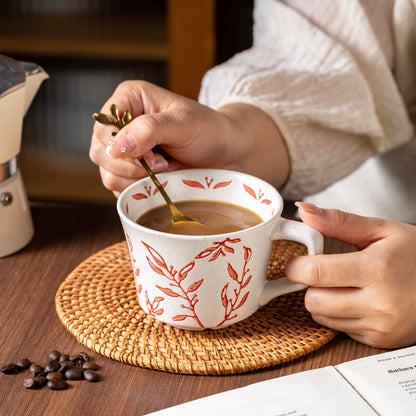 Ceramic Mugs 11 oz Unique Luxurious Cups Set of 4, Mug for Coffee Milk Latte Cappuccino Tea, Office Home Dishwasher Microwave Freezer Safe Stoneware Handmade Minimalist Mixed Cup