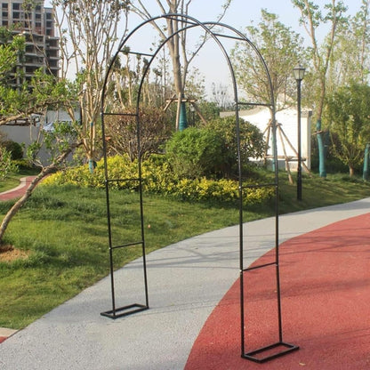 Metal Garden Arch for Climbing Plants and Rose Trees Large Outdoor Wedding Arch Stand with Party Decorations (Black W1.4M*H2.3meters)