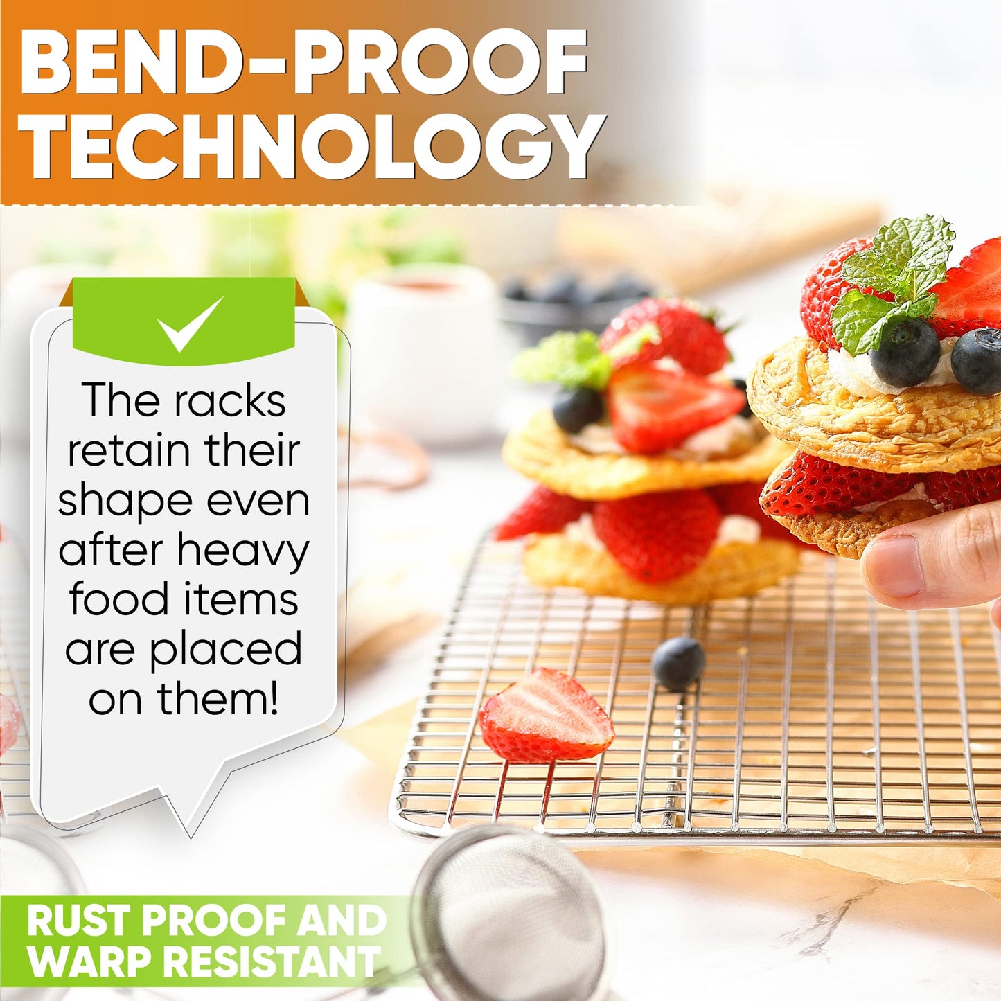 Spring Chef 10" x 15" Stainless Steel Cooling Racks for Baking - Oven Safe - Cookie Racks for Cooling Cookies - Fits Jelly Roll Pan - Perfect for Grilling, Roasting, Cooking, Drying - Set of 2