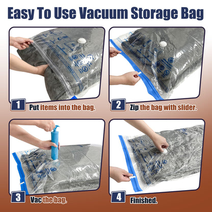 HIBAG Vacuum Storage Bags, 12 Jumbo Vacuum Seal Bags for Clothing, Space Bags for Clothes, Comforters, Blankets, Bedding (12J)