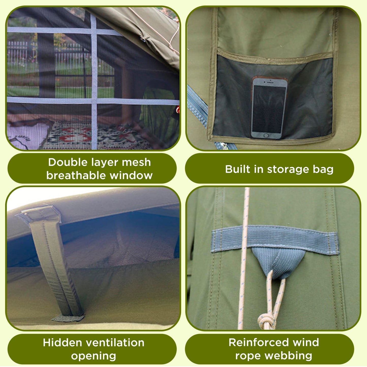 Large Luxury Inflatable Camping Tent, Technology Cotton Canvas Tent for 4-6-8-10-12 People | Breathable and Waterproof Tent with Skylight and Stove Jack, Suitable for Family Camping of 12 ㎡
