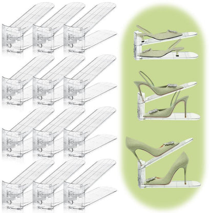 MOVDEET 12 Pack Shoe Slots Organizer for Closet, Adjustable Shoe Stackers for a Pair of Shoes Shoe Rack Storage Shoe Space Saver 50% Shoe Shelf Display Holder for Closet