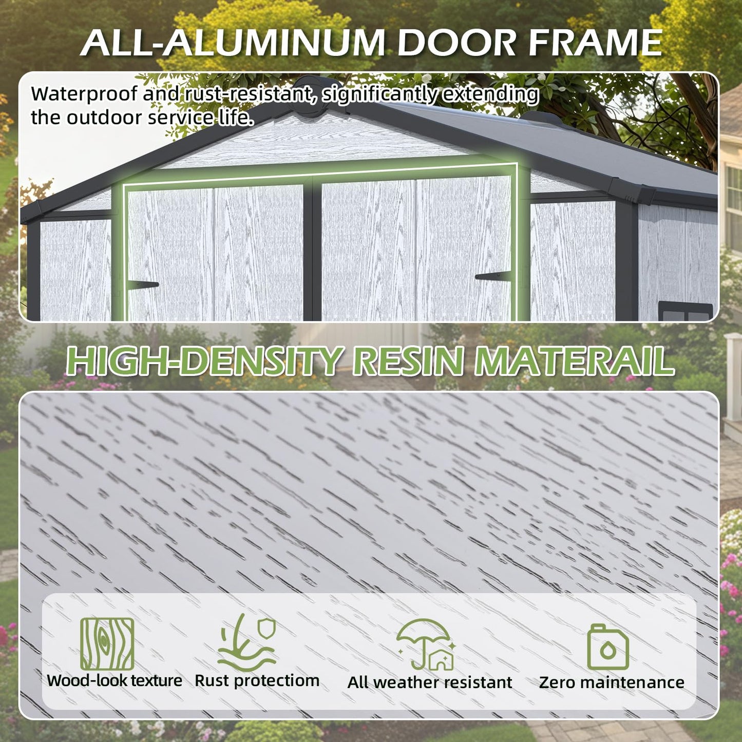 DNYKER 6x4 FT Resin Outdoor Storage Shed, All-Weather Plastic Garden Shed with Floor, Lockable Doors & Windows, Plastic Tool Shed for Poolside, Backyard, Patio