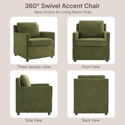 Upholstered Barrel Accent Chair, Modern Single Sofa with Washable Slipcover for Living Room, Bedroom,Reading Spaces,Office,Green