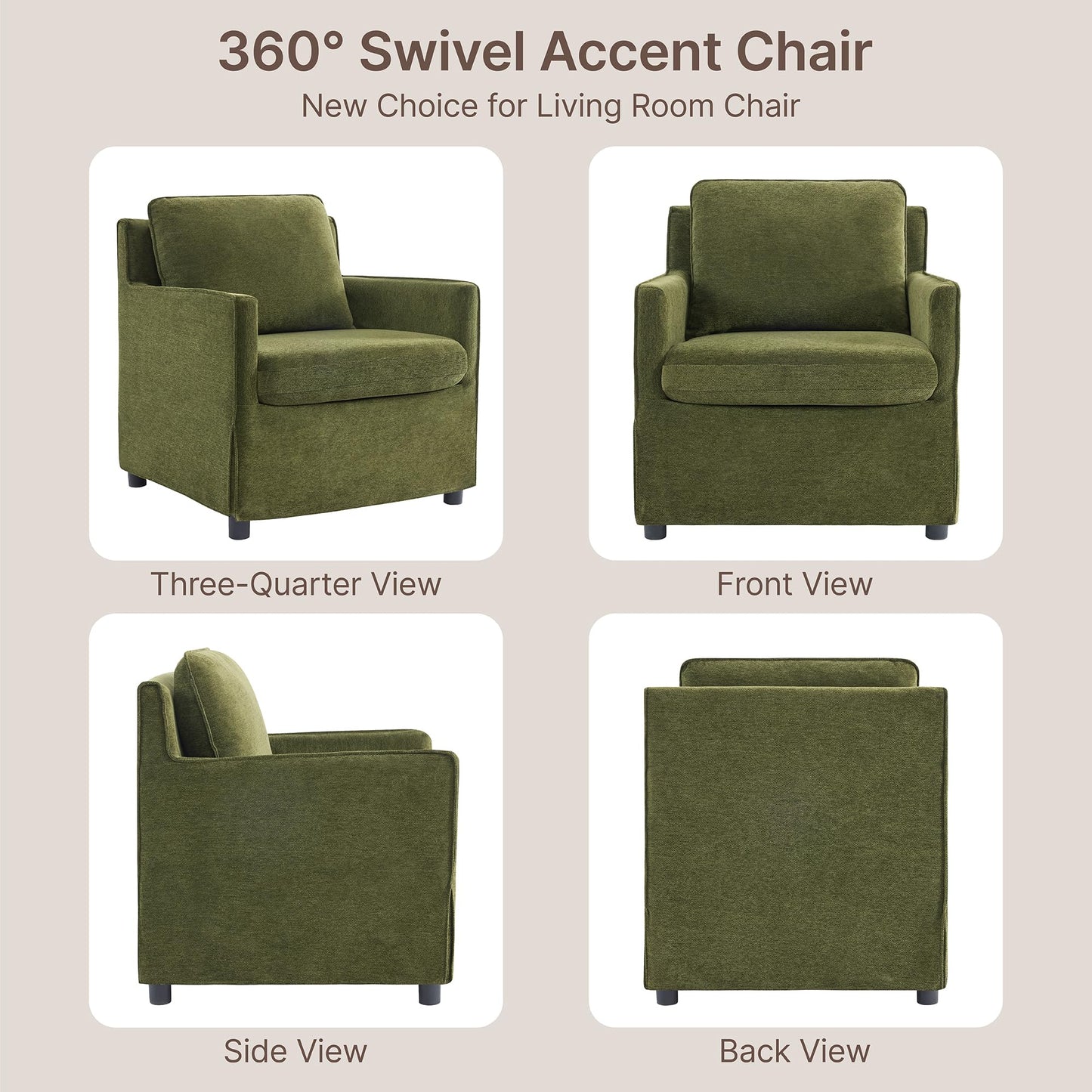 Upholstered Barrel Accent Chair with Storage Ottoman,Modern Armchair with Washable Slipcover for Living Room, Bedroom,Reading Spaces,Office,Green