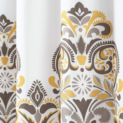 Lush Decor Clara Shower Curtain-Fabric Colorful Boho Paisley Damask Print Design, 72 x 72 Yellow and Brown