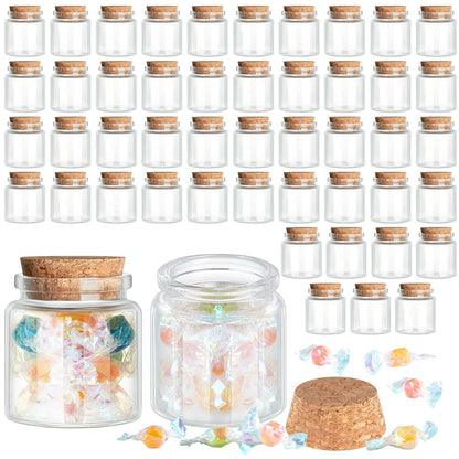 Irenare 96 Pcs Small Glass Cork Bottles 50 ml/ 1.7 oz Small Glass Jars Spell Jars Clear Potion Bottles Mini Bottles with Cork Bottle Bright DIY Sand Water Message Decorative Jar Party Favors
