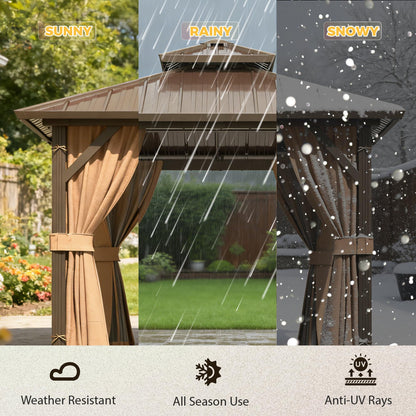 YOLENY 10' x 10' Hardtop Gazebo, Metal Gazebo with Aluminum Frame, Double Galvanized Steel Roof, Curtains and Netting Included, Pergolas for Patios, Garden, Parties, Lawns