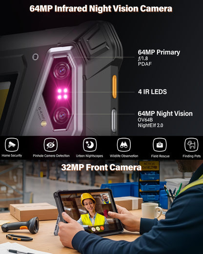 Ulefone Armor Pad 5 Pro & Digital Microscope C01, 5G Rugged Tablet, Dimensity 7400X 32GB+512GB/2TB Expansion, 24200mAh(120W), 11" FHD+ Screen, IP68/69K, 64MP+64MP, 32MP, Dual LED Lights/Warning Lights