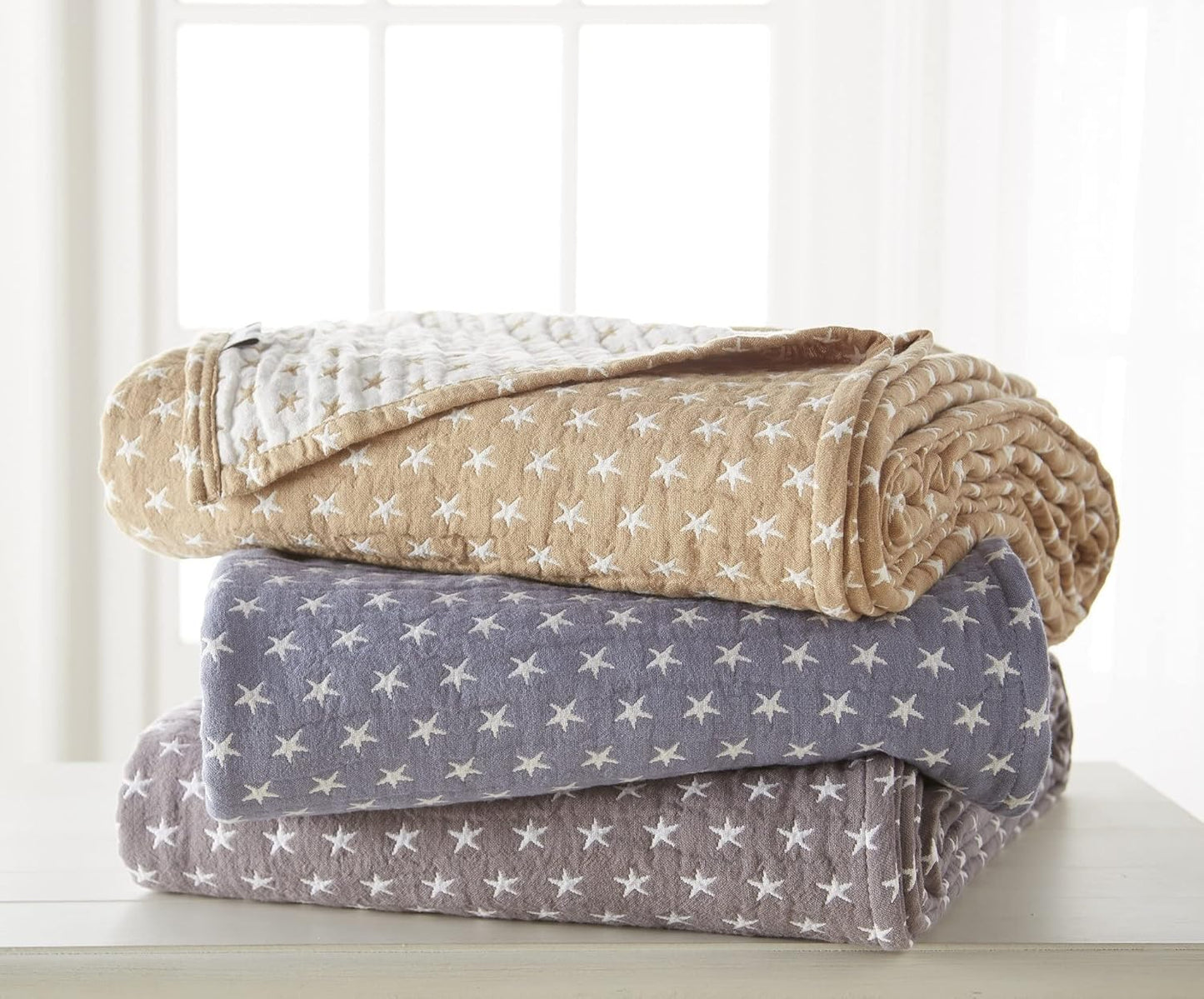 Sterling Creek Dawson Star Muslin Blanket Twin Three Layers Lightweight Breathable Cotton Gauzy Blanket for Adults, All