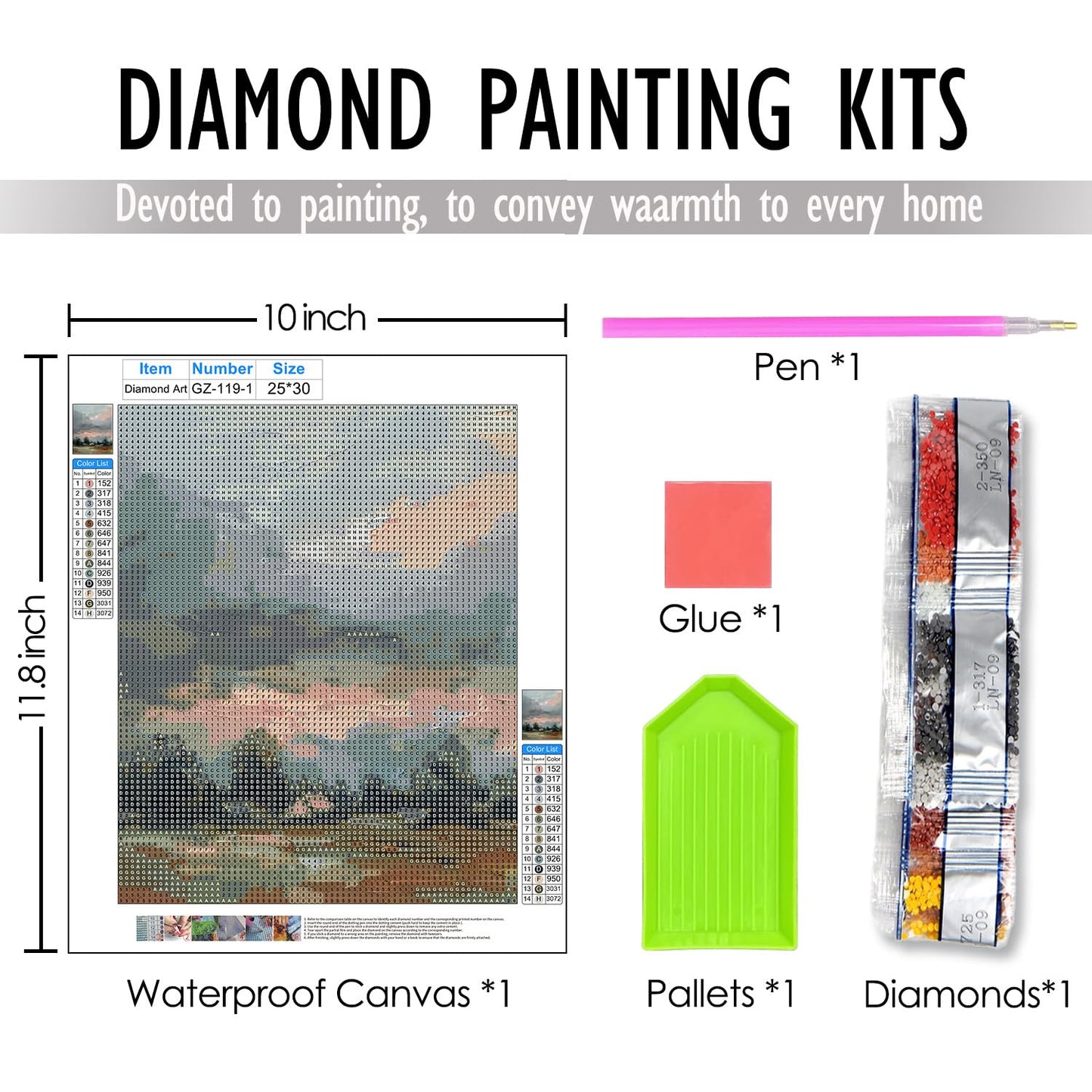 FUHYGU Diamond Painting Kits 3 Pack 9.8x11.8 Inches – Rustic Farmhouse Landscape Sunset Scenery, DIY Full Drill Diamond Art for Adults Beginners, Country Wall Decor Aesthetic Home Gift