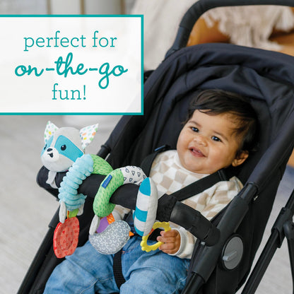 Infantino Spiral Activity Toy - Textured Play Activity Toy for Sensory Exploration and Engagement, Ages 0 and Up, Blue Raccoon