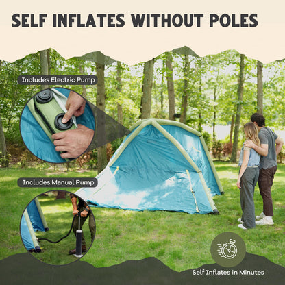 Oaktiv Inflatable Tents for Camping - CloudCamp Glamping Tent for 6 People Waterproof Oxford Fabric(210D), Quick Setup Air Tent with Manual & Battery Pump, UV Protection, 4-Season Inflatable Tent