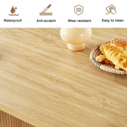 weselon 78 Inch Dining Table for 6 8 10, Modern Farmhouse Rectangular Kitchen Table, Long Dining Room Tables with Wood Strip Base for Kitchen Living Room (Natural)