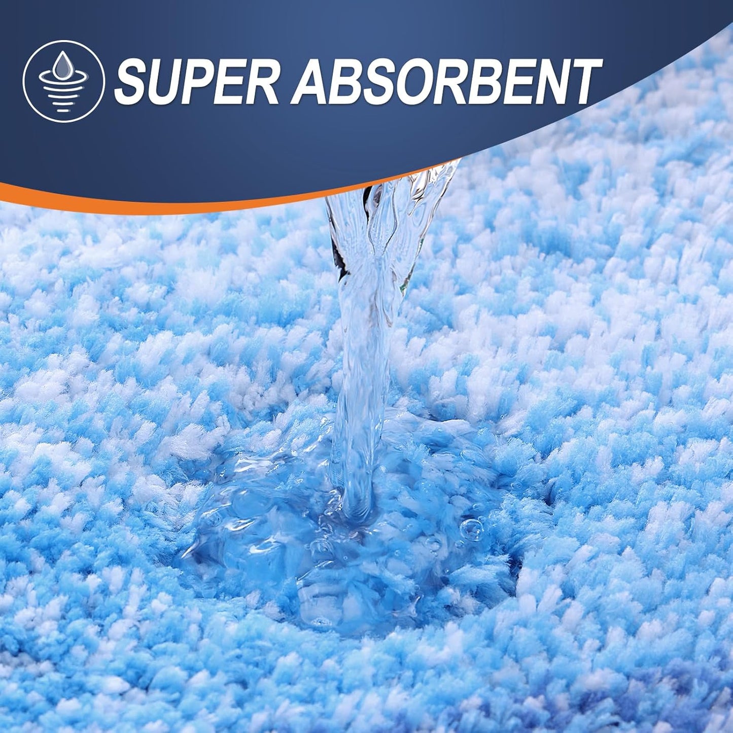 OLANLY Large Bath Rugs - Extra Soft Microfiber, Quick Dry & Washable | Light Royal Blue 50x30