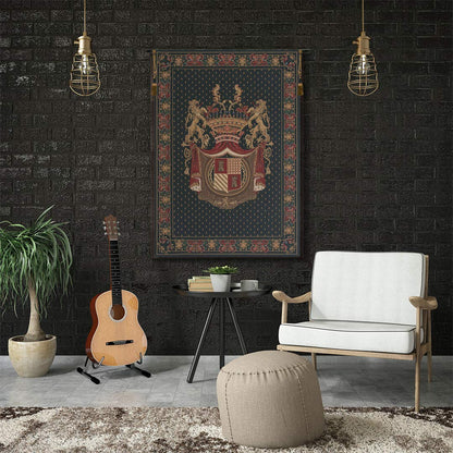 C Charlotte Home Furnishings Inc Royal Crest II Belgian Tapestry Wall Hanging | Viscose Cotton and Polyester Blend Wall Art | 69 in. x 47 in | Home Decor Accents