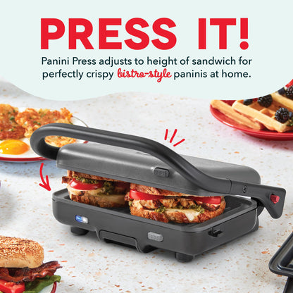 Dash MultiMaker® Flex Press Grill System, Grill and Griddle - Nonstick Removable Plates - Indoor Countertop Electric Grill for Sandwiches, Burgers, and Breakfast - Forged Iron
