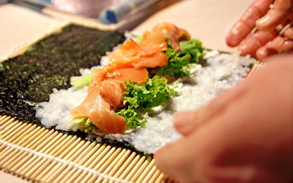 BambooMN 6x Green Bamboo Sushi Rolling Mat Set, Bulk Sushi Roller Mats 9.5", All Natural Bamboo