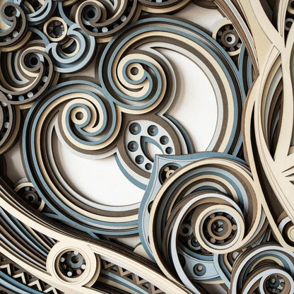 FARIDRUN Multi-layer wall art, large geometric wooden wall art, mandala laser-cut art, 3D murals, tapestries, wall decorations(23.6 inches x 23.6 inches)