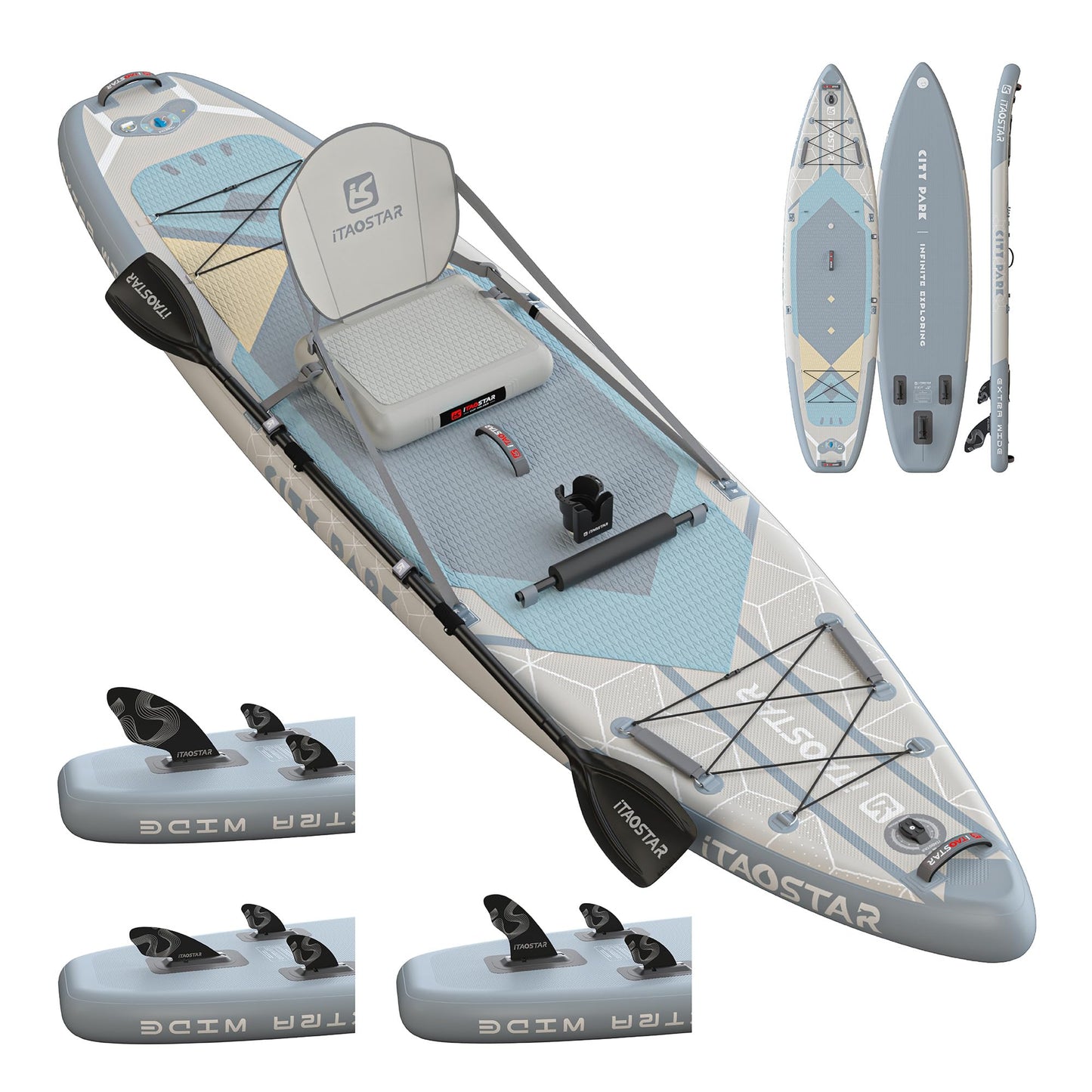 iTAOSTAR C03C 35" Super Wide Paddle Board, More Fun Inflatable Paddle Board with 5 Fins，12 Foot Stand Up Paddle Board with Premium SUP Accessories for Adults of All Skill Levels