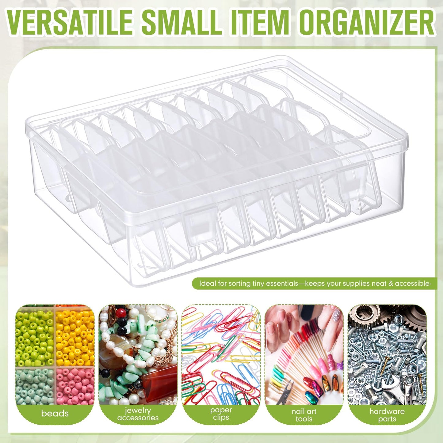 Hushee 4 Pack Bead Organizer Box, 120 Pcs Total Small Clear Plastic Bead Storage Containers with Hinged Lid, Stackable Craft Case for Jewelry, Seed, Diamond Painting DIY Supplies (30 pcs per Box)