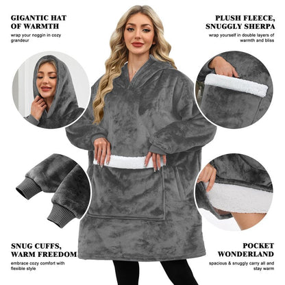 Wearable Blankets for Women, Hooded Blanket Sweatshirt as Christmas Birthday Gifts for Women, Cozy Sherpa Hoodie for Adult