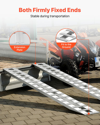 VEVOR Loading Ramps, 2 Pcs 108 x 15 in, Durable Aluminum and Heavy-Duty Trailer Ramp Set with Anti-Slip Plates, 10000 Lbs Combined Capacity, for Carts, Farm Tractors, ATVs, Lawn Mowers, Motorcycles