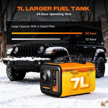 7L Large Diesel Heater, 8KW 240V/110V/12V/24V All in One Diesel Air Heater with LCD Switch, Remote Control, Suitable for Truck, RV, Home, Car, Campers, Boat, Orange
