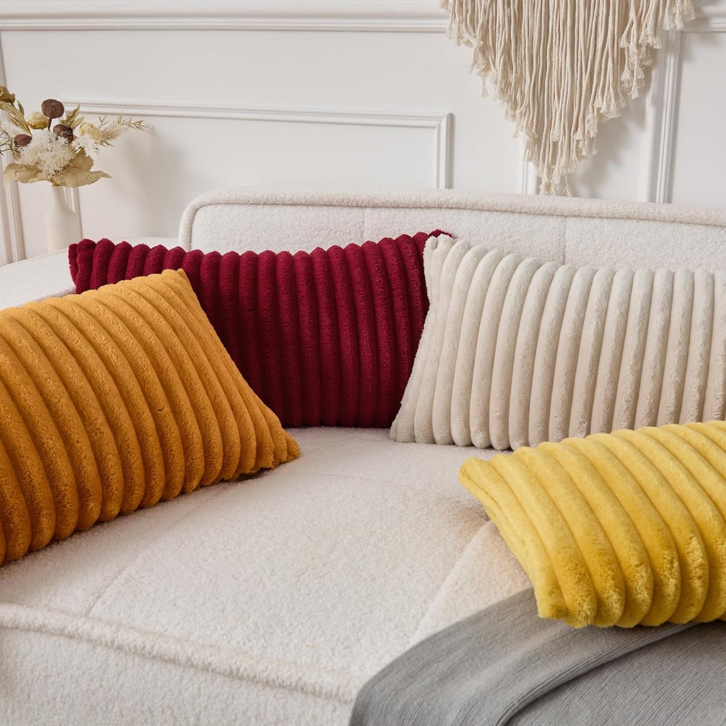 12x20 Inch Set 1 UGASA Lumbar Throw Pillow Cover of Super Soft Faux Fur Decorative Pillow Case Plush Flannel Texture
