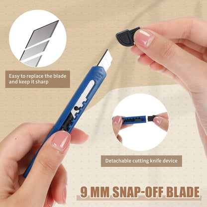 Lasnten 200 Pcs Box Cutter Utility Knife Small Retractable 9mm Wide Snap off Blade Knife Plastic Compact Box Opener with Sliding Lock Tools for Home Office Arts Crafts, 3 Colors